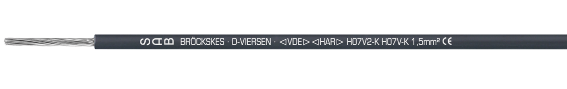 Marking for H07V2-K 31570182: SAB BRÖCKSKES · D-VIERSEN · < VDE > < HAR > H07V2-K H07V-K 1,5 mm² CE